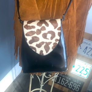 Vintage early 90’s convertible RARE  leather / animal hide cross body